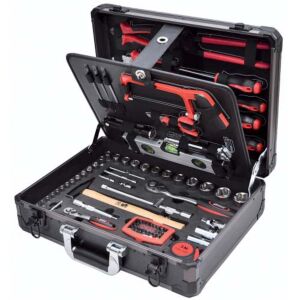 KRAVM E09067 Lockable aluminium case complete with 111 hand tools Chrome Vanadium - 4 panels
