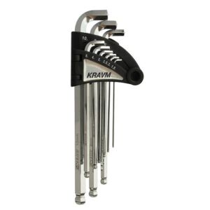 KRAVM E93043 Set 9 chiavi esagonali in acciaio S2 adatti per svitare dadi rovinati, Set of 9 hexagonal keys in S2 steel suitable for unscrewing damaged nuts, Satz mit 9 Sechskantschlüsseln aus S2-Stahl, geeignet zum Lösen beschädigter Muttern, LTF, KRAE93