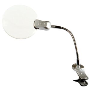 Lente d'ingrandimento, braccio flessibile ed illuminazione a 2 led, fissaggio a morsetto 2 diottrie, 114.53 LTF
