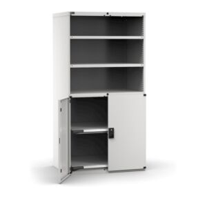Fami Srl M53A200C010SU08 Armadio portautensili con ante a battente, 2 piani forati e 2 piani estraibili, dimensioni 1020x726x2000mm