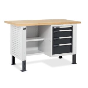 Fami MASTERBR1501 Banco da lavoro WORK MASTER regolabile in altezza con 1 armadio a 4 cassetti e 2 semipiani
