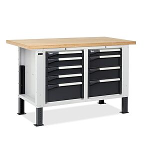 Fami MASTERBR1503 Banco da lavoro WORK MASTER regolabile in altezza con 1 armadio a 4 cassetti e e 1 armadio a 5 cassetti