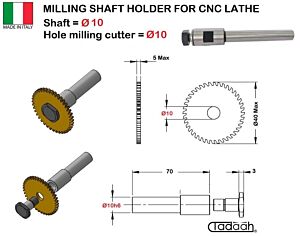 MPF-10-10 Albero portafrese per frese a disco Dia.10mm con gambo cilindrico Dia. 10mm da montare su torni CNC