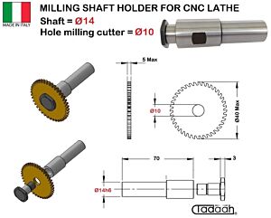 MPF-10-14 Albero portafrese per frese a disco da montare su torni CNC
