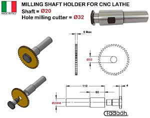 MPF-32-20 Albero portafrese per frese a disco da montare su torni CNC