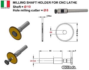 MPF-8-10 Albero portafrese per frese a disco Dia. 8mm con gambo cilindrico Dia. 10mm da montare su torni CNC