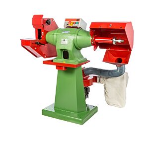 NEBES Elettromeccanica CA-6 Cast iron heavy-duty combined machine with stand, dust extractor and low voltage control, suitable for brush and grinding wheel, three-phase motor 400V