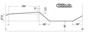 PA125401 Camma standard per Mori-Say 6/25, 6/32, 6/42, 8/25, 8/32, 8/42 - h=2.5 x150° 