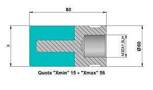 PCCHP60PI Pinza per caricatore Cucchi diametro esterno 60mm in plastica, presa interna per tubi - barre forate con filetto Sinistro M30x1.5mm