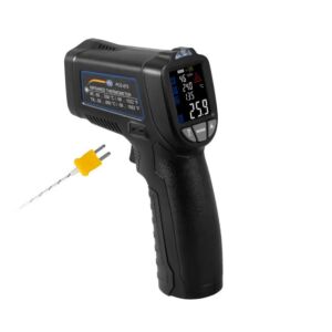 PCE Instruments PCE-675 Pirometro a infrarossi con puntatore laser e ingresso per sonde tipo K - Misura la temperatura superficiale e ambientale, l'umidità relativa e il punto di rugiada