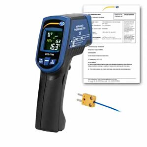 PCE Instruments PCE-779N-ICA Kompakter temperaturmesser mit doppel-laser, thermoelement, kontaktloser messung, großem display, alarmfunktionen, MAX/MIN und enthaltenem ISO-zertifikat