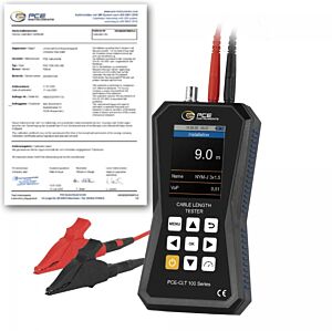 PCE Instruments PCE-CLT 100-ICA Misuratore di lunghezza dei cavi secondo il metodo del tempo di transito, campo di misura da 5 a 1500 m, rapporto di taratura ISO incluso