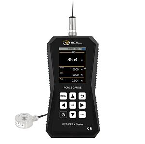 PCE Instruments PCE-DFG 10K XF Cella di carico con sensore esterno fino a 10 kN per misure di compressione in spazi ristretti con display grafico, data logger, allarmi e software integrato