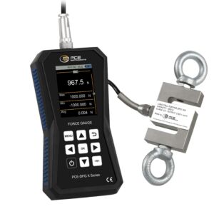 PCE Instruments PCE-DFG 1K X Dinamometro fino a 1 kN con cella di carico esterna, display grafico, data logger 32 GB, USB-C, allarmi e software per analisi dati
