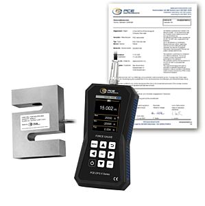 PCE Instruments PCE-DFG 20K X-ICA Dinamometro con cella di carico esterna da 20.000 N, allarmi personalizzabili, display grafico, registrazione dati e software incluso, rapporto di taratura ISO incluso