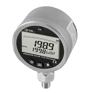PCE Instruments PCE-DPG 200 Manometro per acqua e gas con connettore filettato 1/4" NPT, retroilluminazione regolabile, funzione PEAK e display ampio per misure accurate e rapide
