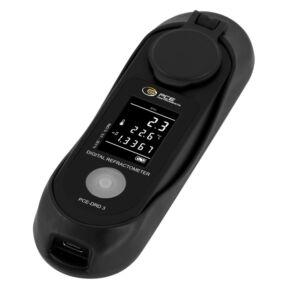 PCE Instruments PCE-DRD 3 Salinometro digitale per NaCl e Brix, range 0–28,5%, IP65, misura veloce con compensazione automatica della temperatura, prisma in vetro protetto in acciaio inox