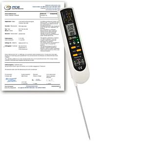 PCE Instruments PCE-IR 100-ICA Misuratore di temperatura combinato per misurare temperature senza contatto in alimenti o per determinare la temperatura interna, campo di misura da -33 a +200°C