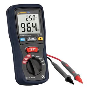 PCE Instruments PCE-IT55 Misuratore di isolamento CAT III 1000 V con doppio display, misura resistenze fino a 2000 MΩ, tensioni fino a 1000 V, conforme alle norme IEC1010-1 e VDE 0413