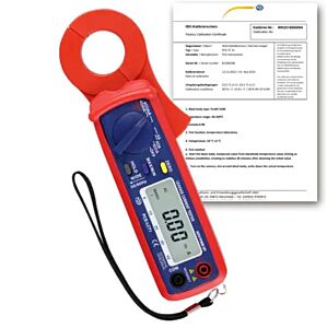 PCE Instruments PCE-LCT 1-ICA Amperometro digitale per correnti di fuga, misura RMS, tensione fino a 600V, test di resistenza e continuità, ideale per elettricisti, con certificazione ISO inclusa