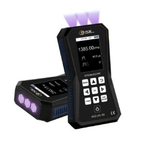 PCE Instruments PCE-LES 103UV-385 Stroboscopio con 3 LED UVA ad alte prestazioni, 317 μW/cm² a 30 cm, ampiezza dell'impulso regolabile in percentuale, gradi o tempo