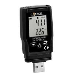 PCE Instruments PCE-PDFL 10 Datalogger per temperatura, umidità e pressione atmosferica con display LCD, memoria 13.340 valori, esportazione dati PDF/CSV, software e USB-A