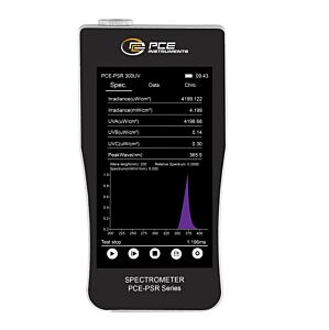 PCE Instruments PCE-PSR 300UV Misuratore cromatico UV ad alta precisione per analisi spettrali, coordinate cromatiche, CRI e irradiamento UV-A/B/C con touchscreen e salvataggio dati