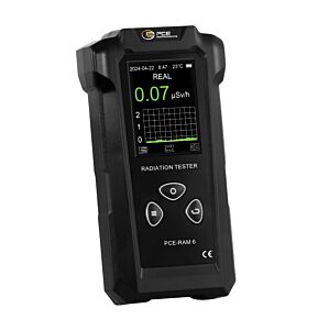 PCE Instruments PCE-RAM 6 Radiometro Geiger-Müller per radiazioni X, Y e β, misura da 0,00 a 1000 µSv/h, allarme sonoro e vibrazione, display LCD, sensibilità 80 µSv/h e spegnimento automatico