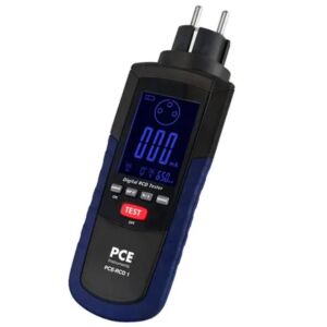 PCE Instruments PCE-RCD 1 Tester per rilevazione rapida di interruttori FI, selezione correnti di prova, misura della corrente di scatto e tempo di reazione