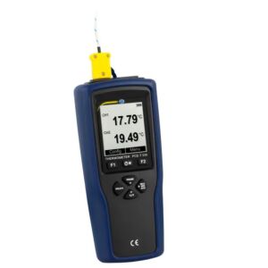 PCE Instruments PCE-T 330 Termometro a penetrazione a 2 canali, lunga autonomia, memoria per 20.000 valori, alta precisione, supporta termocoppie K, T, J e formati file vari