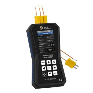 PCE Instruments PCE-T 420 Registratore di temperatura a 4 canali, possibilità di collegare 8 tipi di termocoppia come K, J, S, R, E, T, N, B, range di misura da -200 a +1800°C