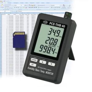 PCE Instruments PCE-THB 40 Barometro compatto, misura e registra temperatura, umidità e pressione atmosferica con memoria SD fino a 16GB, display LCD e unità di misura selezionabili
