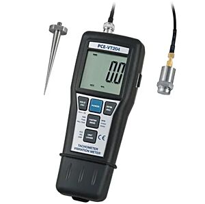 PCE Instruments PCE-VT 204 Vibrometro, misura vibrazioni in velocità, spostamento e accelerazione, giri ottici e a contatto, con memoria interna e interfaccia RS-232