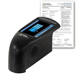 PCE Instruments PCE-GM 60Plus-ICA Glossmetro portatile, misura fino a 200 GU con geometria 60°, display TFT 3,5", taratura ISO, 1000 misure, e risultato rapido in 0,5 sec