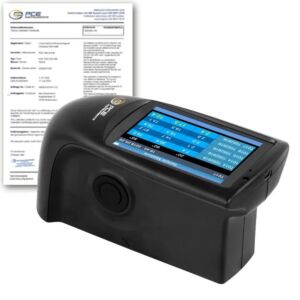 PCE Instruments PCE-PGM 100-ICA Glossmetro portatile, misura precisa con geometrie 20°, 60°, 85°, display TFT 3,5", memoria interna e software di analisi per controllo qualità
