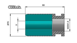 PCIMM70 Pinza TONDA o ESAGONALE, diametro 70mm per caricatore di barre IEMCA monomandrino con Filetto destro M25x1.5mm