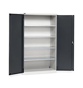 Fami PERFOM17001 Armadio con ante a battente e 4 ripiani per officina, magazzino, laboratorio e ufficio, dimensioni 1193x555x2000mm