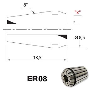 PRT TOOLS Pinze 4260E ER08 standard DIN 6499/B-2