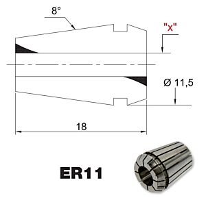 EPR11045UP PRT TOOLS 4009E Pinza elastica ultra precisa ER11 per il serraggio di utensili con gambo cilindrico DIN 6499/B - Diametro 4.5 mm