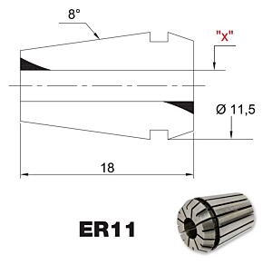 EPR11040 PRT TOOLS 4009E Pinza elastica di serraggio Standard ER11 per chiusura utensili con gambo cilindrico DIN 6499/B - Diametro 4mm
