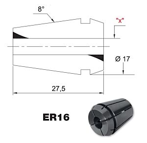 PRT TOOLS EPR16050TS Pinza di serraggio elastica ER16 a tenuta stagna DIN 6499/B, 426E- Diametro 5mm