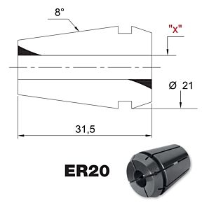 PRT TOOLS Pinze ER20 Tenuta stagna DIN 6499/B-5