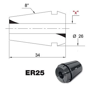 PRT TOOLS Pinze ER25 Tenuta stagna DIN 6499/B-5