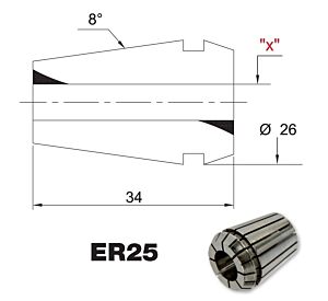 EPR25140UP PRT TOOLS 430E Pinza elastica ultra precisa ER25 per serraggio punte e frese con gambo cilindrico DIN 6499/B - Diametro 14mm
