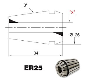 PRT TOOLS Pinze ER25 standard DIN 6499/B-1.5