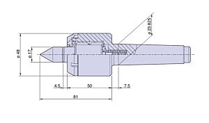 38013 Nuova PTM Contropunta a compensazione con carico assiale variabile tipo Cono Morse 3, Giri/1’ 3000, carico max suggerito daN 800