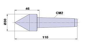820030 Contropunta fissa per banchi di controllo ad altissima resistenza all’usura, cono morse 2 - lunghezza 110mm - Ø30