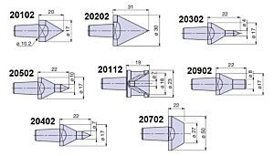 PTM20002 Nuova PTM meccanica cuspidi  cono morse CM2 per contropunte CNR - CNL - CNS