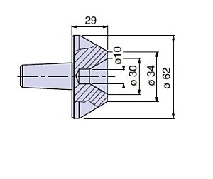 20213 Nuova PTM meccanica Cuspide cono morse CM3 TR.Conico Diam.62-34mm