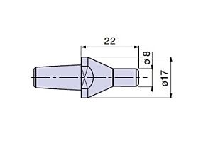 20902 Nuova PTM meccanica Cuspide intercambiabile cono Morse CM2 codolo cilindrico, Diam.8mm